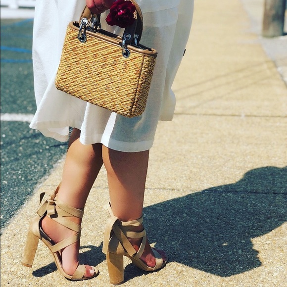 Shoes - 🆕Sloane Nude Vegan Suede Lace Up Wrap Heel
